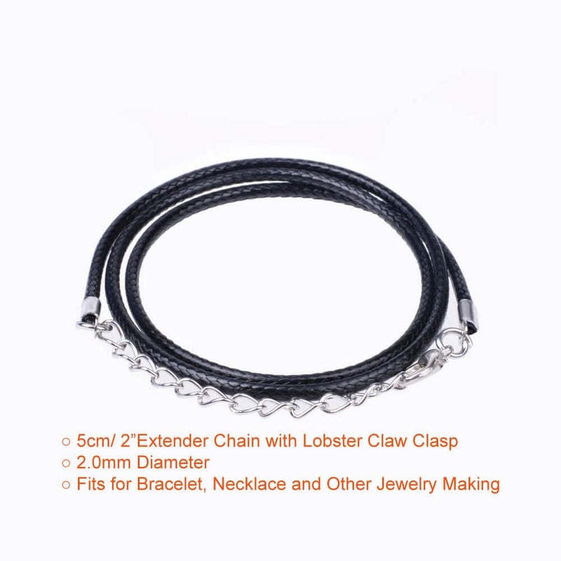 Paxcoo 50Pcs 18" Black Waxed Necklace Cord for Jewelry Making - Image 2